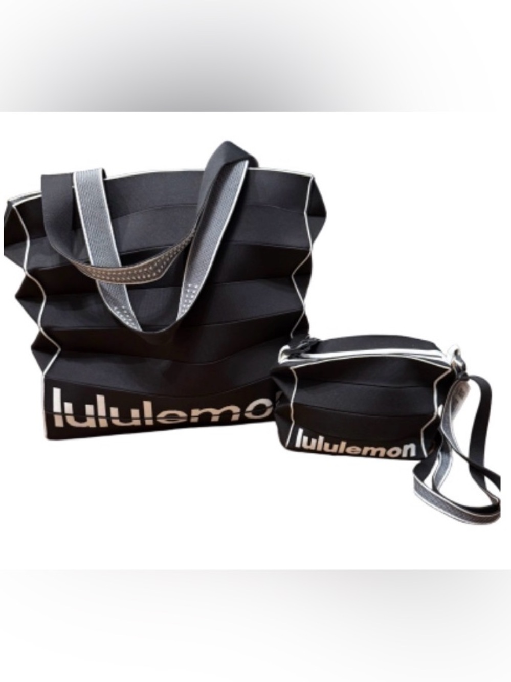 Lululemon Fold It Hold It Tote BUNDLE OF BOTH 22L + 3L BLACK TOTES